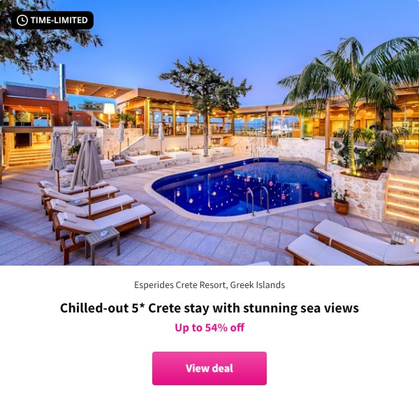 Chilled-out 5* Crete stay with stunning sea views