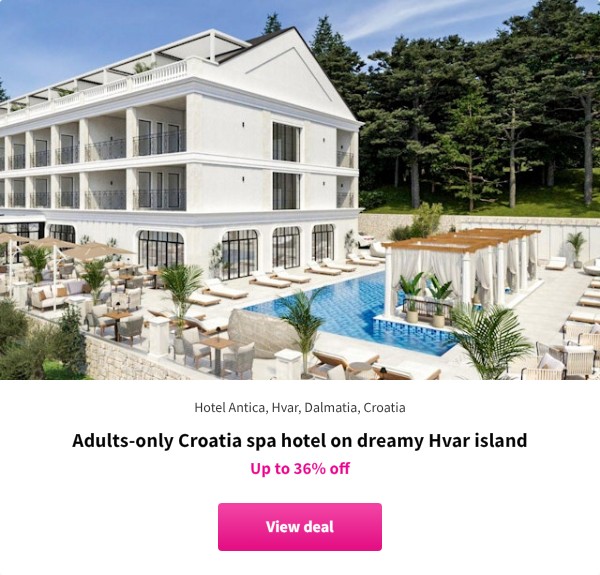 Adults-only Croatia spa hotel on dreamy Hvar island