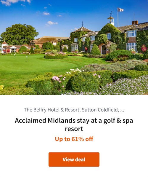 Acclaimed Midlands stay at a golf &amp; spa resort