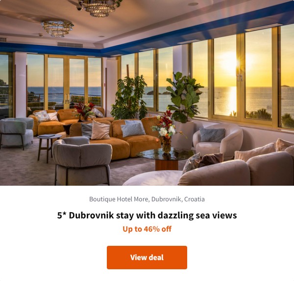 5* Dubrovnik stay with dazzling sea views