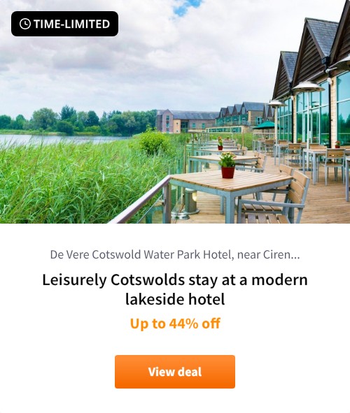 Leisurely Cotswolds stay at a modern lakeside hotel