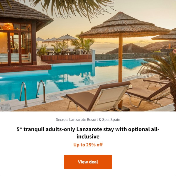 5* tranquil adults-only Lanzarote stay with optional all-inclusive