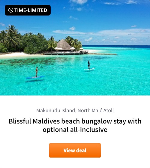 Blissful Maldives beach bungalow stay with optional all-inclusive