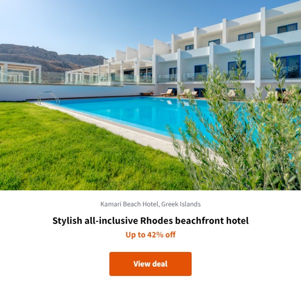 Stylish all-inclusive Rhodes beachfront hotel