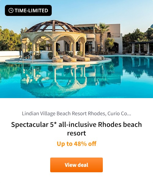 Spectacular 5* all-inclusive Rhodes beach resort