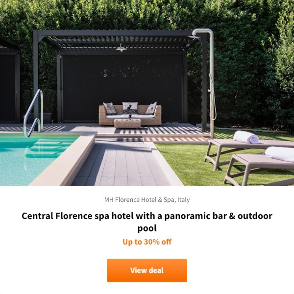 Central Florence spa hotel with a panoramic bar