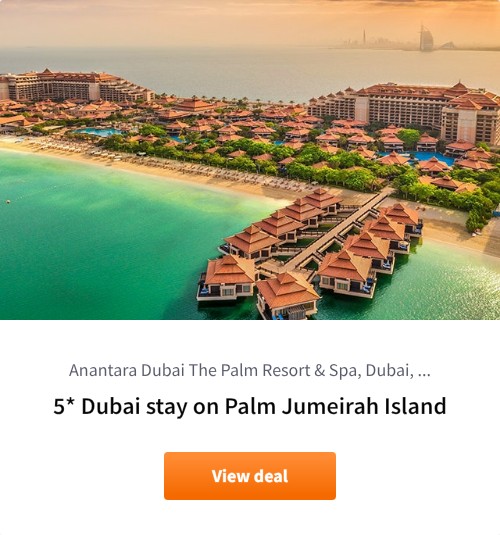 Sleek 5* stay on Dubai&#x27;s Palm Jumeirah island with optional overwater villa