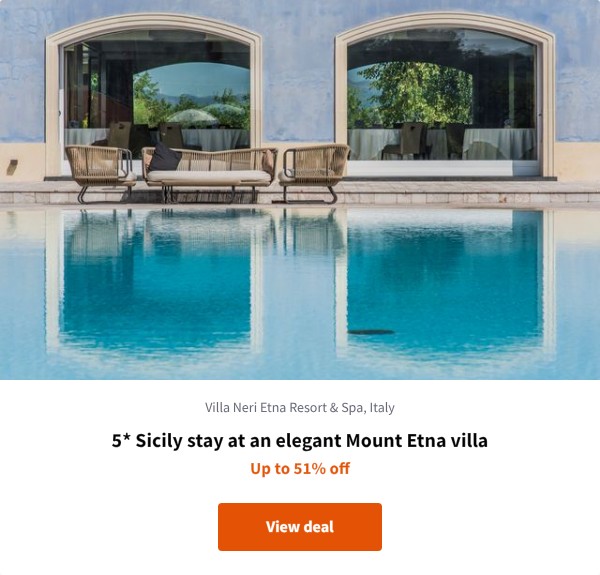 5* Sicily stay at an elegant Mount Etna villa