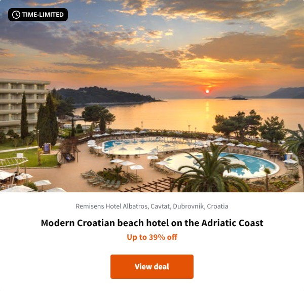 Modern Croatian beach hotel on the Adriatic Coast