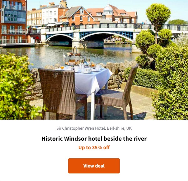 Historic Windsor hotel beside the river