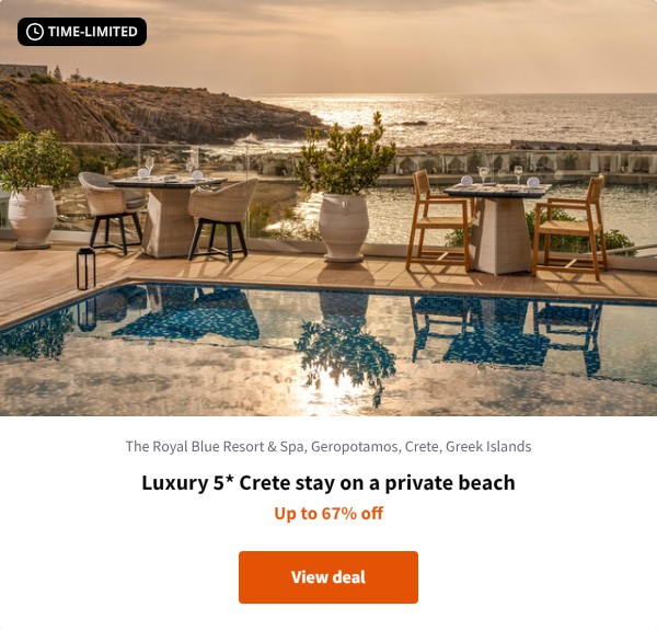 Luxury 5* Crete stay on a private beach