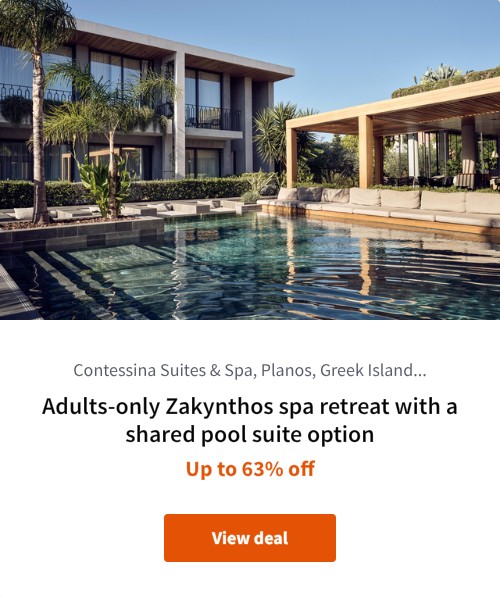 Adults-only Zakynthos spa retreat with a shared pool suite option