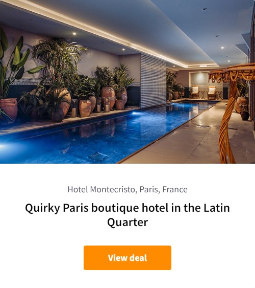 Charming Paris hotel with exotic indoor pool &amp; vintage rum bar