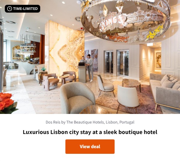 Luxurious Lisbon city stay at a sleek boutique hotel