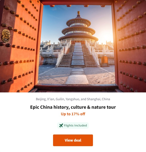 Epic China history, culture & nature tour