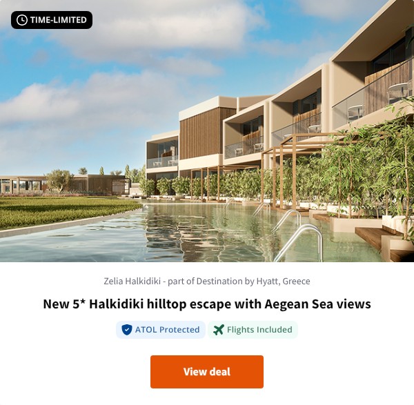 New 5* Halkidiki hilltop escape with Aegean Sea views