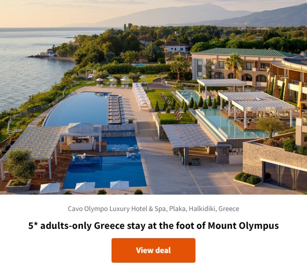 5* adults-only Greece stay at the foot of Mount Olympus