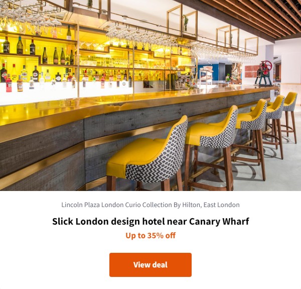 Slick London design hotel near Canary Wharf