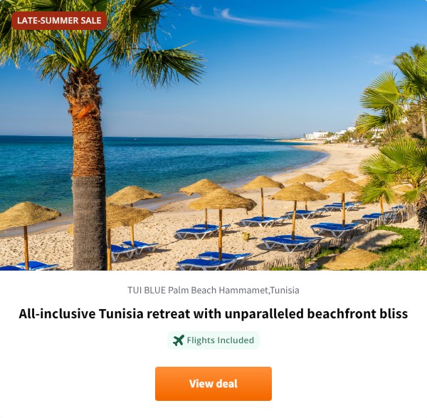 All-inclusive Tunisia retreat with unparalleled beachfront bliss