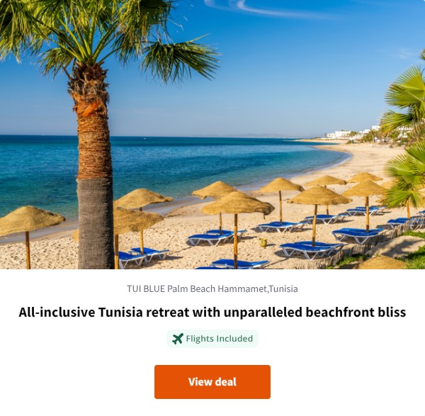 All-inclusive Tunisia retreat with unparalleled beachfront bliss