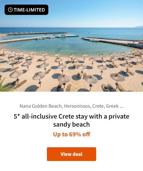 5* all-inclusive Crete stay with a private sandy beach