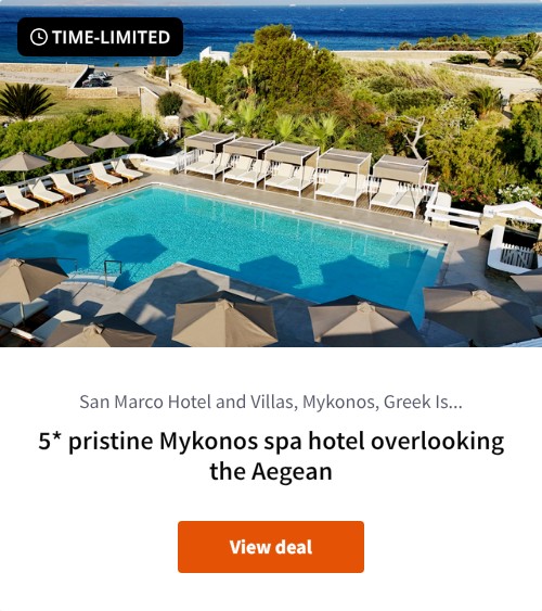 5* pristine Mykonos spa hotel overlooking the Aegean