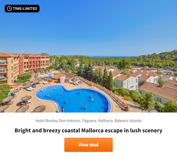 Bright and breezy coastal Mallorca escape in lush scenery