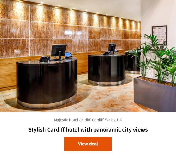 Stylish Cardiff hotel with panoramic city views
