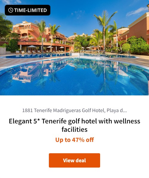 Elegant 5* Tenerife golf hotel with wellness facilities