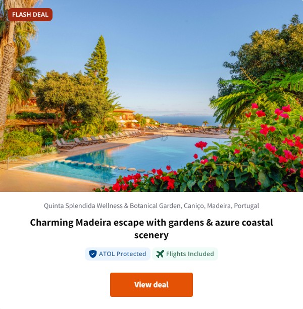 Charming Madeira escape with gardens & azure coastal scenery