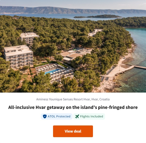 All-inclusive Hvar getaway on the island's pine-fringed shore