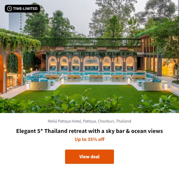 Elegant 5* Thailand retreat with a sky bar & ocean views