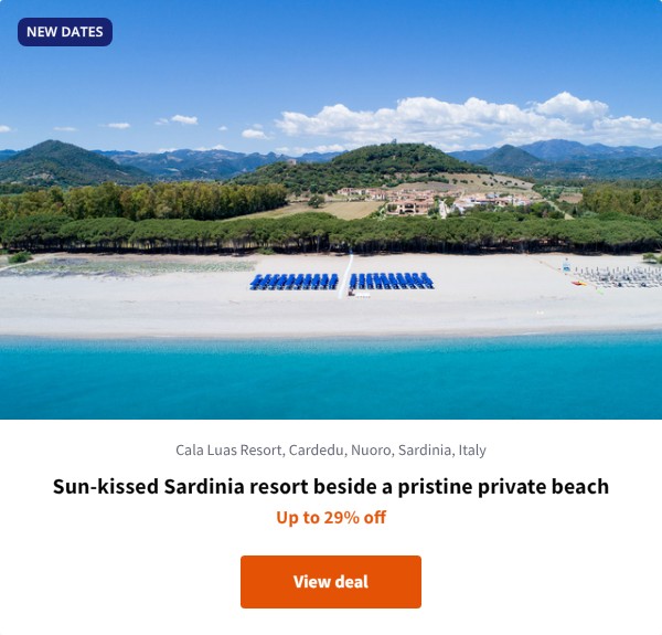Sun-kissed Sardinia resort beside a pristine private beach